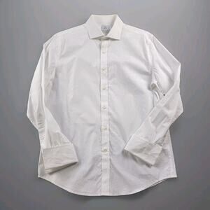 Todd Snyder x Thomas Mason Plain Front Tuxedo Dress Shirt 15.5 White Slim Fit